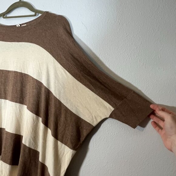 Anthropologie Moth Wool Rabbit Blend Boxy Batwing Striped Pullover Sweater Small - Picture 5 of 9